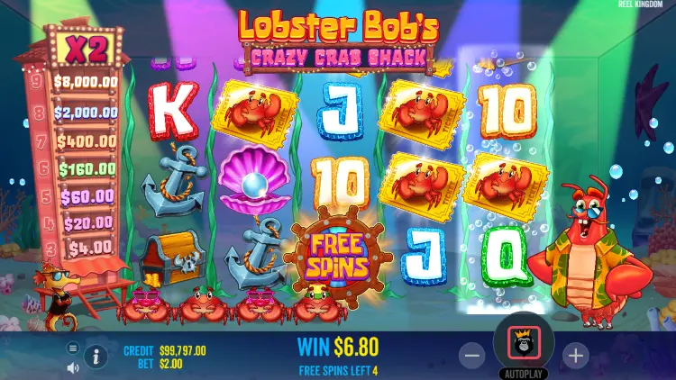 lobster bob slot bonus game reels